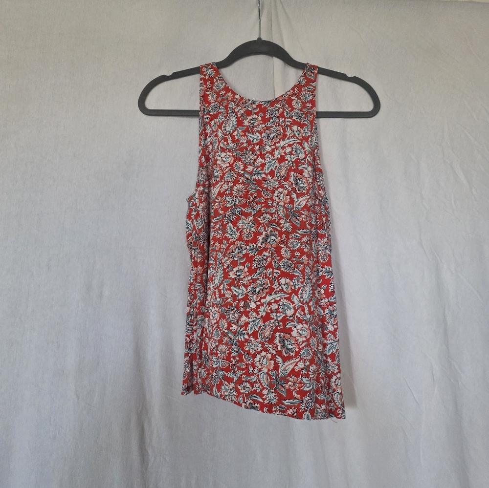 Old Navy Red Floral Print Tank Top